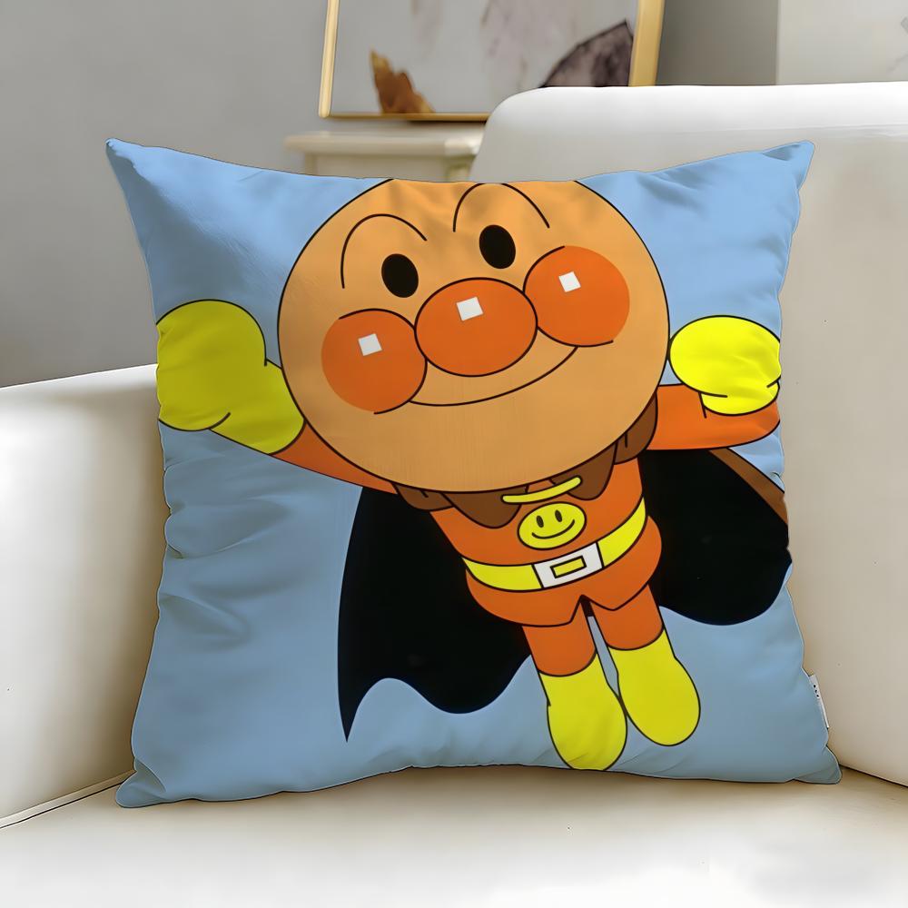 Classic Cartoon Anpanman Cushion Cover Soft & Easy-Wash Pillow Case – Versatile For Couch, Bed, Travel And Office