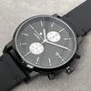 Salvatore Marra Unisex Watch, Simple, Slim Analog Quartz Movement, Chronograph, Leather Strap, Black, BKBK