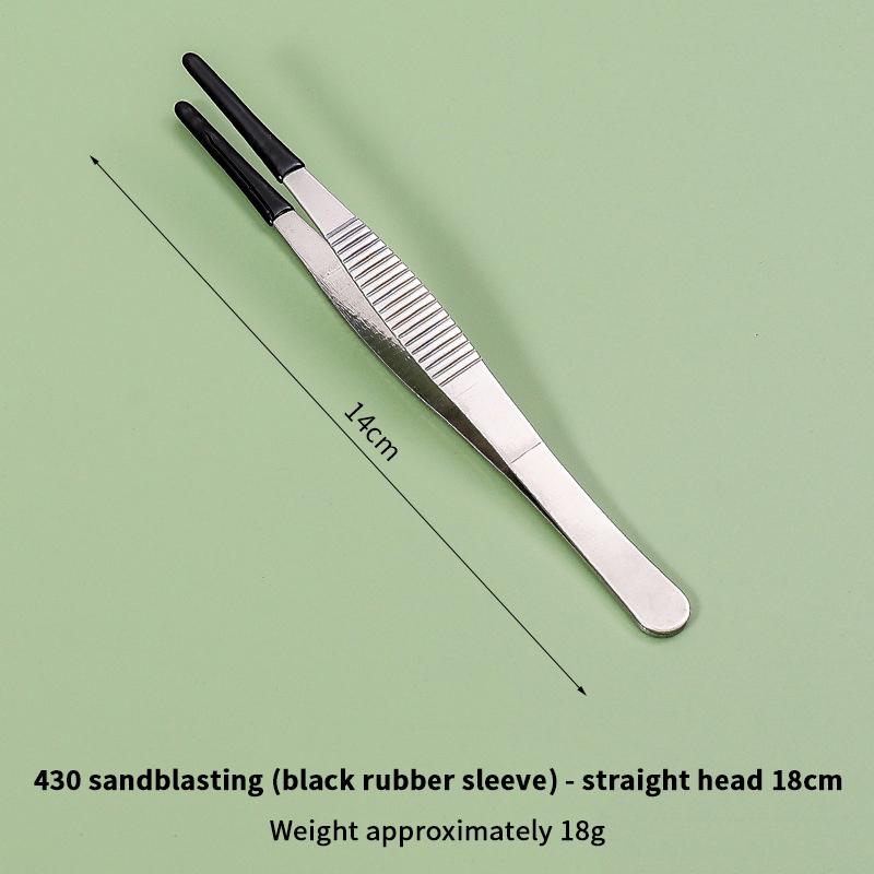 Pet Feeding Accessories: Straight and Curved Stainless Steel Tweezers with Rubber Tips for Aquarium Reptiles