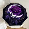 1PC Rose Moon Umbrella-8-Rib Reinforced, Automatic Open, Lightweight & Durable, Cute Fashion Accessory for Outdoor-W9242