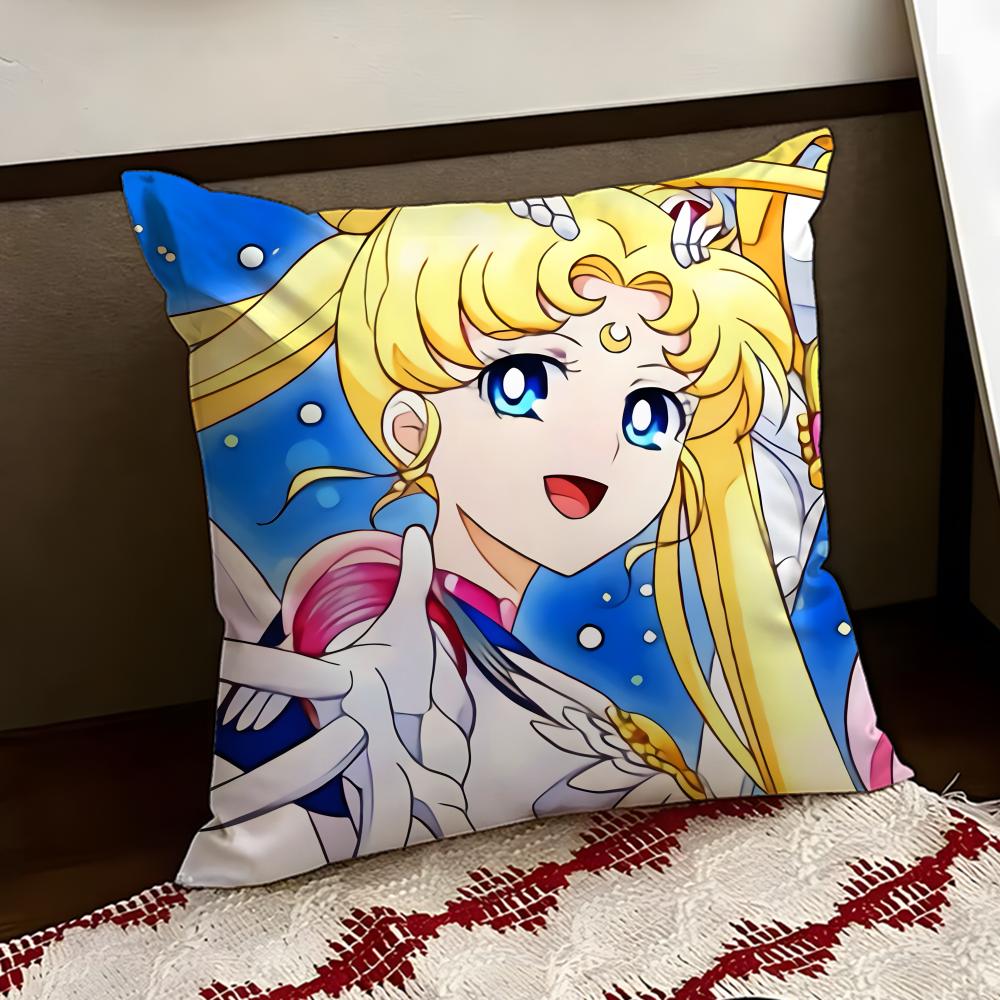 SSailor Anime MMoon Cushion Cover Reversible Soft Durable Pillow Cover Home Car MultiScene Use for Daily Comfort
