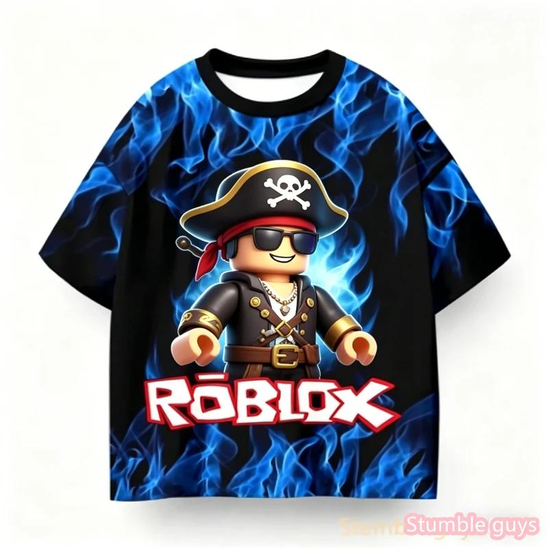 Anime Sommer Jungen Roblox Bedrucktes T-Shirt Trendiges Spielcharakter Design Lässig Kinder Mädchen Kurzarm Cartton Kinder T-Shirt