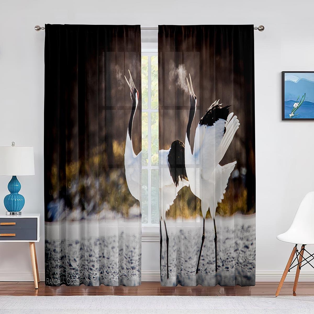 

Тюлевая занавеска с красной короной, летающее красное солнце, для гостиной, спальни, декор, прозрачные шторы для комнаты, кухни, обработка окна 1 PCS W100XH250cm&Grommet Top