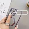 Electroplated transparent magnetic Magsafe wireless charging case suitable for iPhone 16 15 14 12 13 Pro Max  neckla case