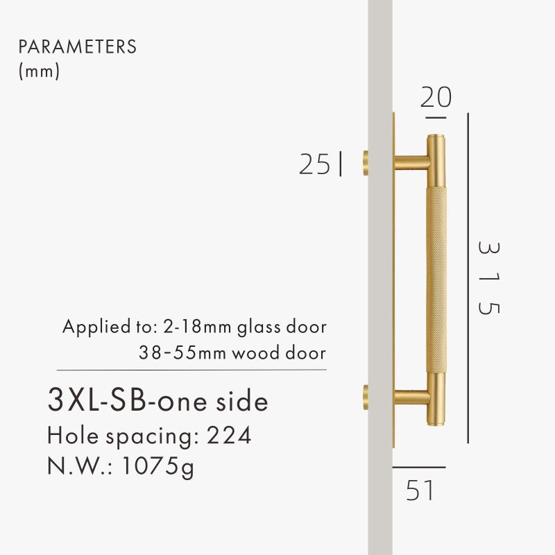 Dooroom Brass Knurled Door Handles Double Door Wood Door Shower Room Single Side Double Side Matt Gold Black Antique Brass Pulls