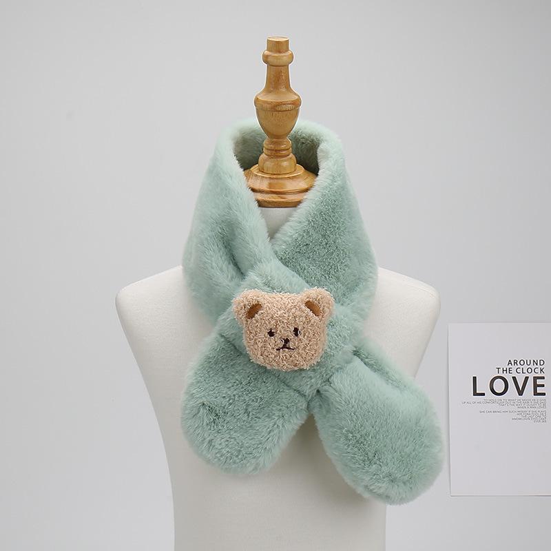 2025 Cartoon Faux Rabbit Fur Kids' Scarf: Plush Winter Neck Warmer for Boys & Girls