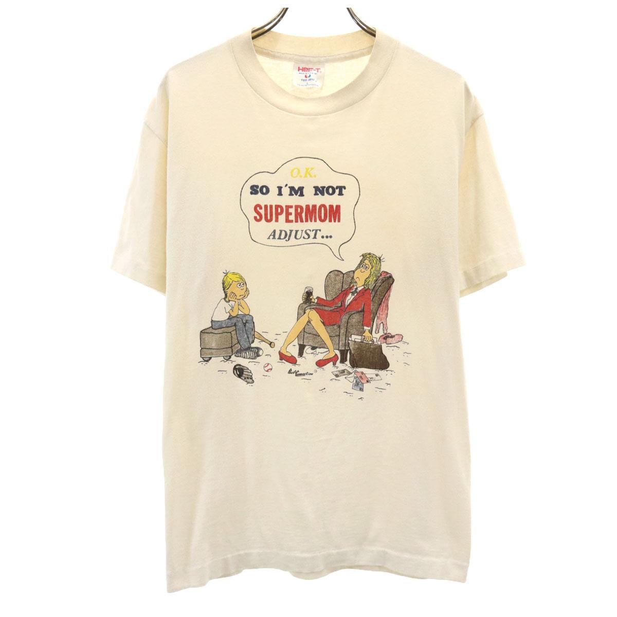 

HEF-T 90-х годов Сделано в США Старая футболка с коротким рукавом L Слоновая кость Мужская Б/у