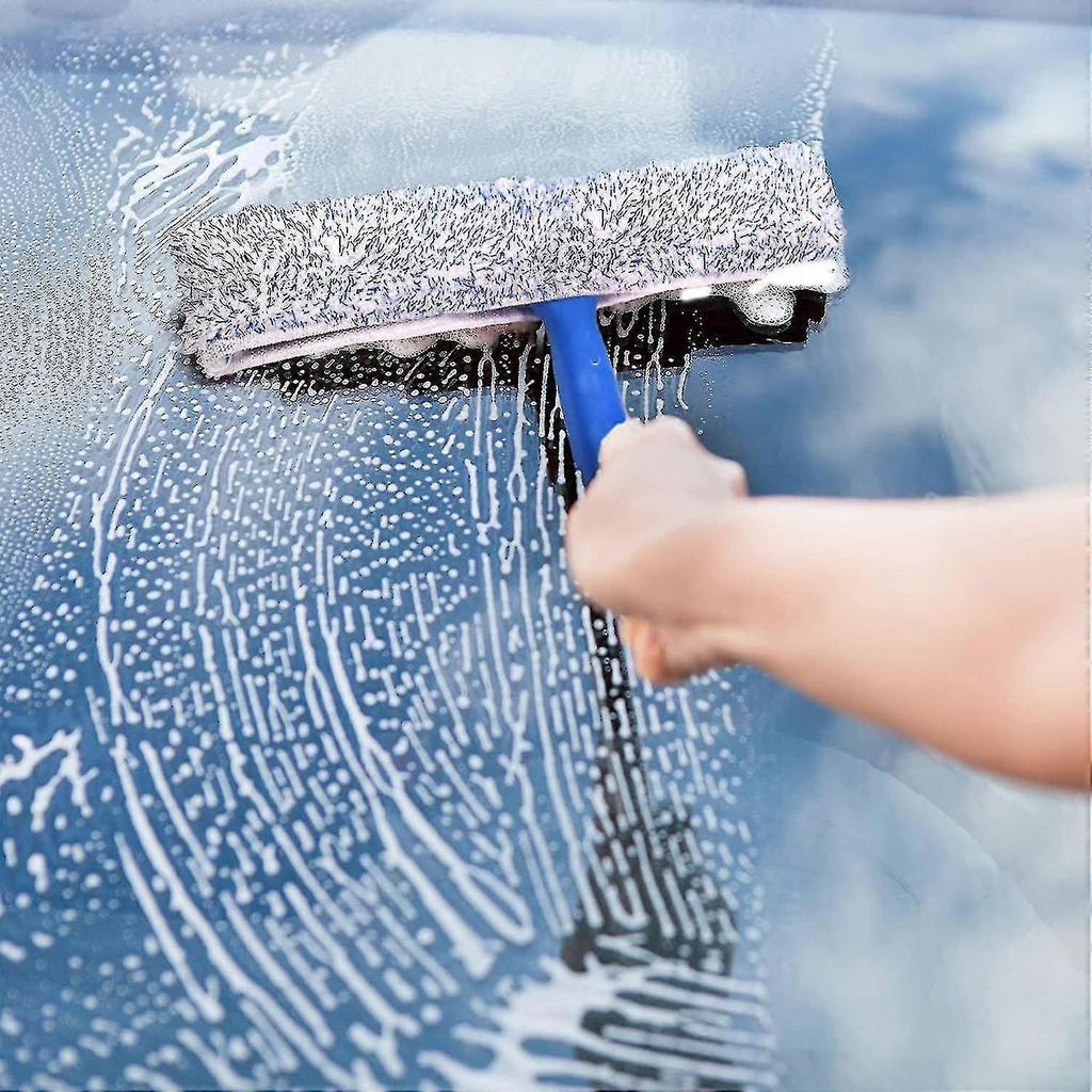 Window Cleaning Kit  Squeegee And Microfibre Window Cleaner - Car Cleaning Kit - 2-in-1 Combi Non-streak Glass Scrubber And Rubber Wiper
