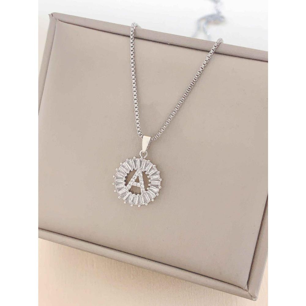 Necklace Does Not Fade, Women's Summer Square Circle Letter Necklace, Titanium Steel Necklace, Versatile High-end Clavicle Chain