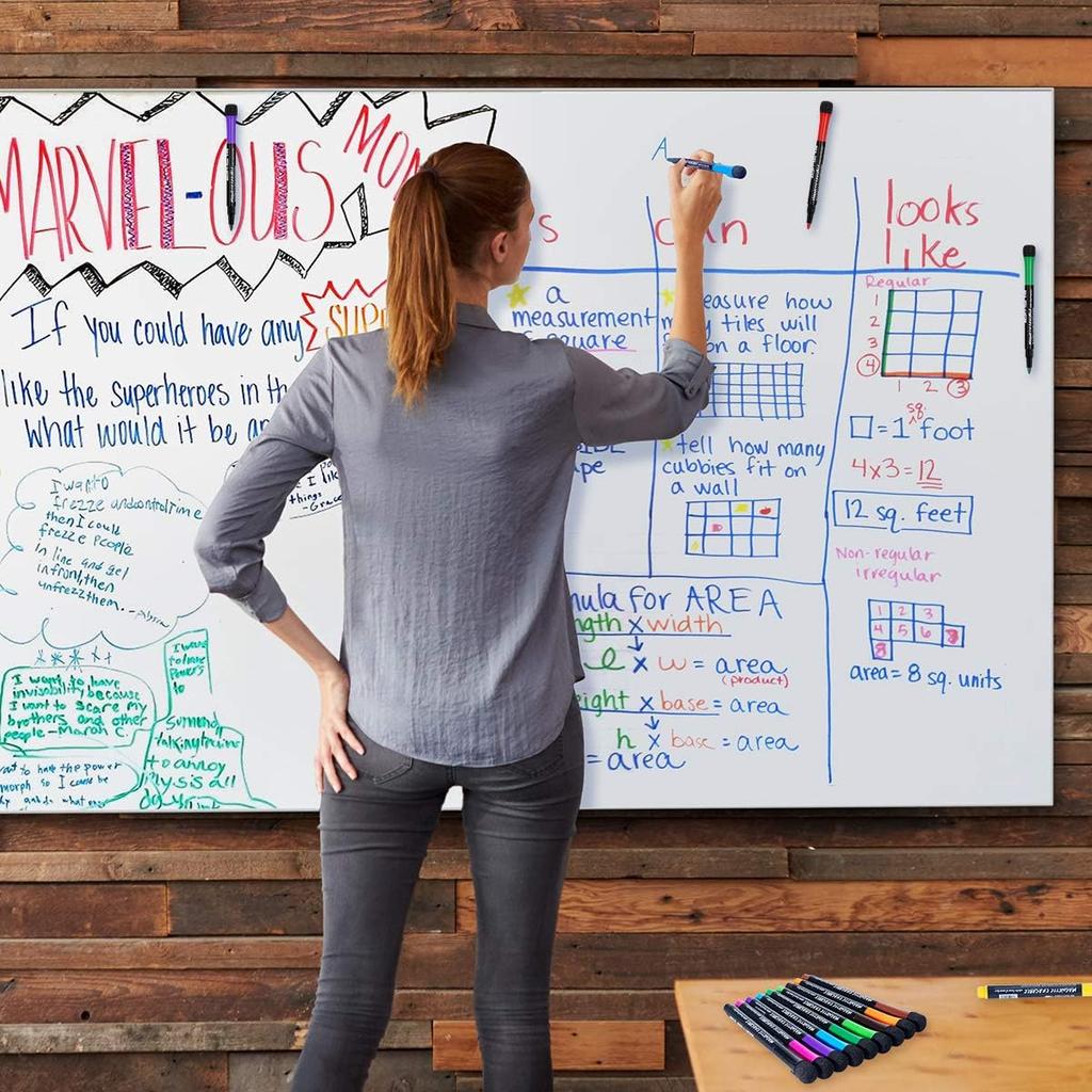 Magnetic Dry Erase Markers Fine: 12 Colors Erasable Whiteboard Markers Fine Point with Eraser Cap, Low Odor White Board Dry Erase Pens Fine Tip for
