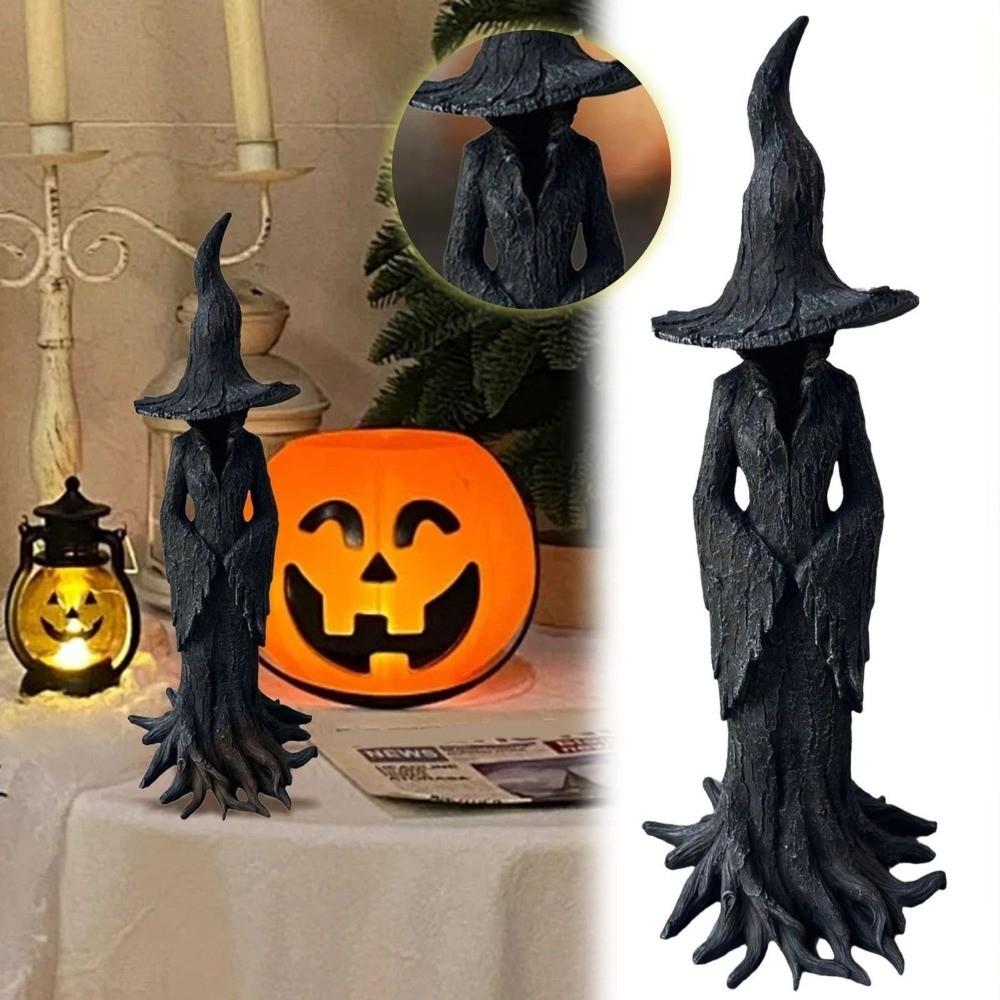 Black Ghost Witch Sculpture Gothic Halloween Party Decoration Halloween Witch Statue  Haunted House