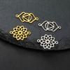 Jeshayuan 3Pcs Double Hole Chakra Charms Stainless Steel The Crown Third-eye Chakra Pendants DIY Bracelet Necklace Jewelry