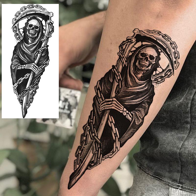Waterproof Cross-border Snake & Dragon Skull Temporary Tattoo Stickers for Arm, European & American Design