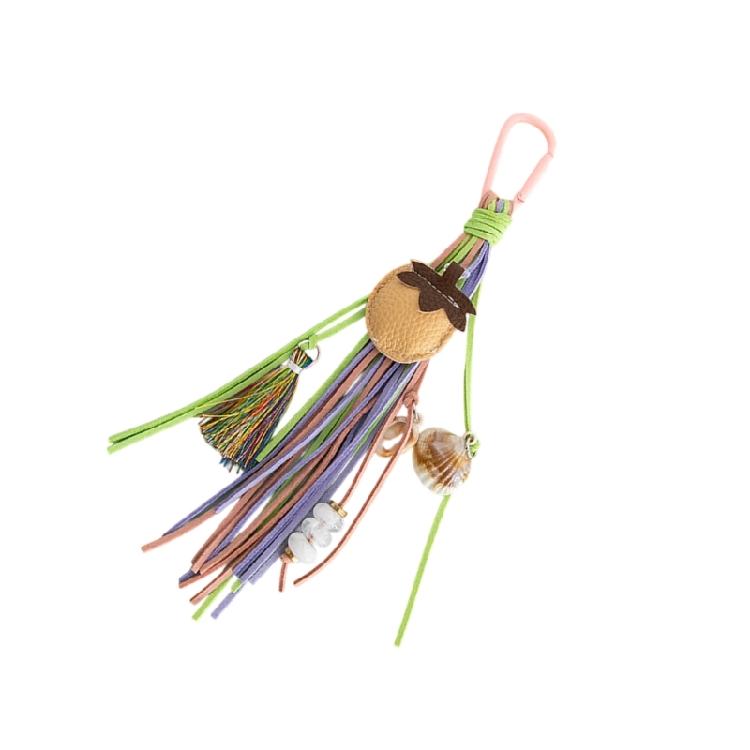 Artistic Braided Rope Bag Accessory With Removable Tassels Shell Decoration And Cheerful Fruit Theme