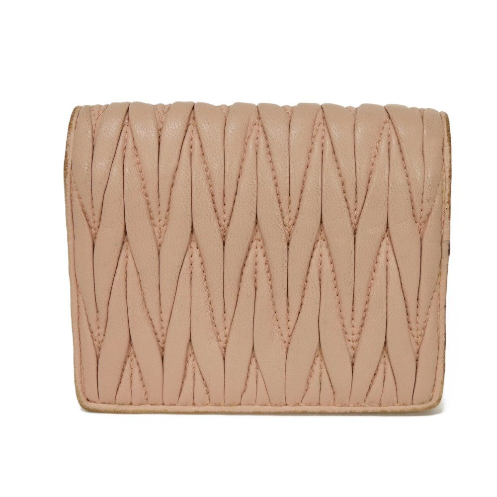 Used Matelasse Compact Wallet 12166 5MV204 2BSQ F0615 7941 with MIU Crystal Pearl Orchid from Japan AUTHENTIC