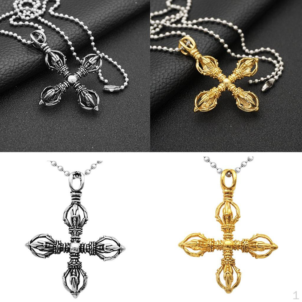 

2pcs Unisex Vintage Vajra Pestle Necklace Pendant Ball Beads Chain