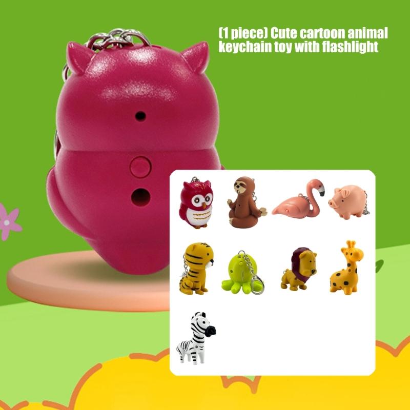 ABS Animal Shaped Flashlight Keychain Builts In Light for Dark Conditions Cartoon Animal Portable Accessory