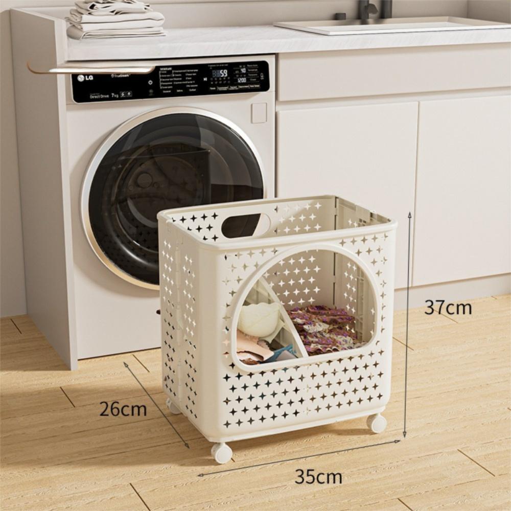

Портативная складная корзина для белья на колесиках, корзина для грязной одежды, для дома Beige-1Layer