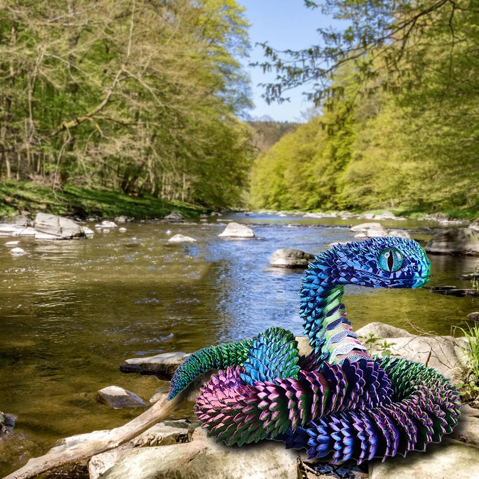 

3D-печатные светящиеся радужные трансграничные поделки украшения подарок креативные ручные 3D-печатные украшения для автомобиля в виде змеи One Size