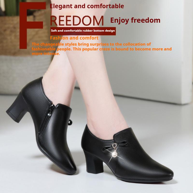 Pantofi de damă la modă și comozi, pantofi unici cu gura adâncă, pantofi de damă cu vârf ascuțit, pantofi cu fermoar lateral