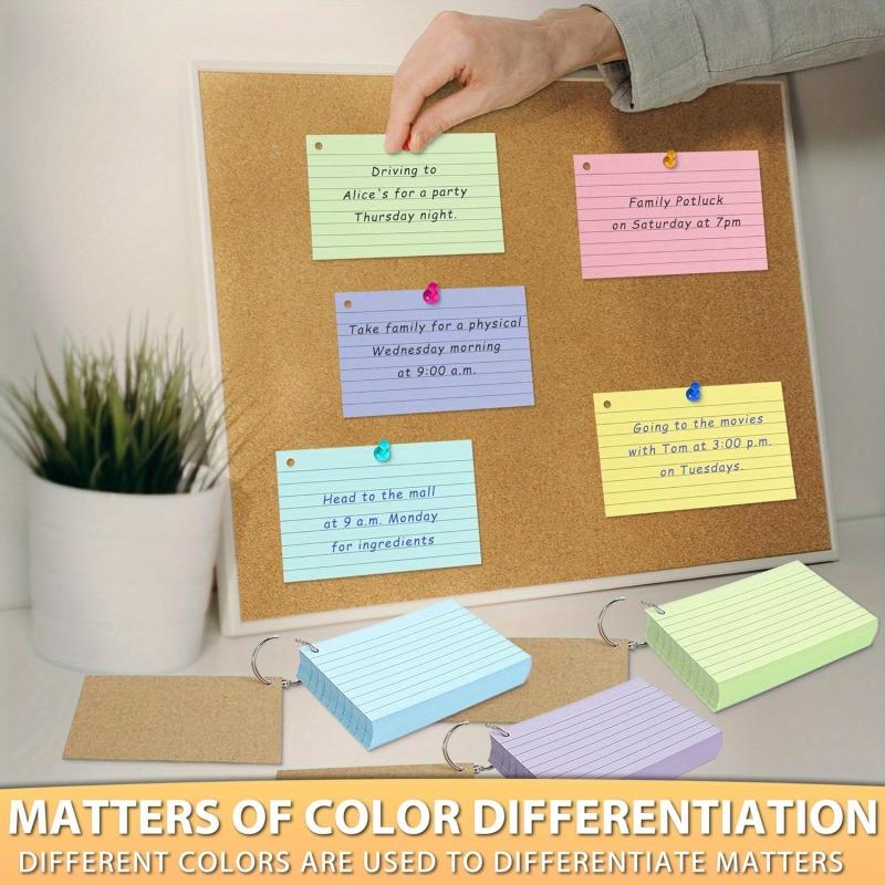 250/50 Sheets Thick Colorful Index Card with Loop Double Sided To Do List Lined Memo Pad Eye Friendly Notes for School Office