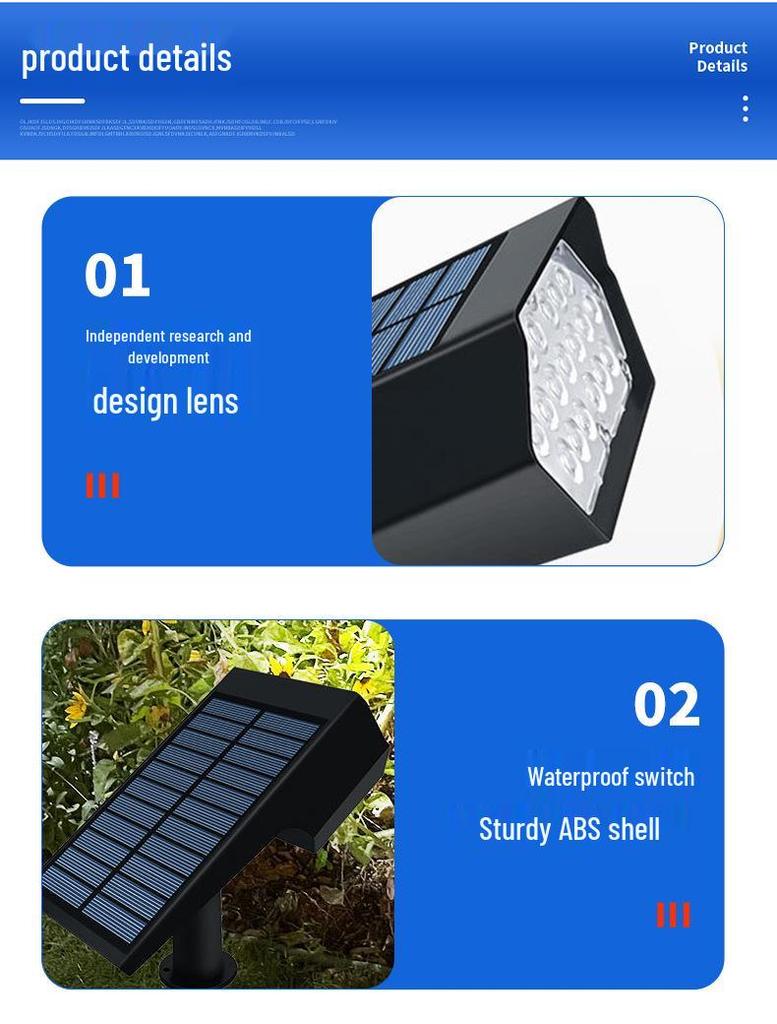 Solar LED Garden Spotlight for Outdoor Courtyards and Villas