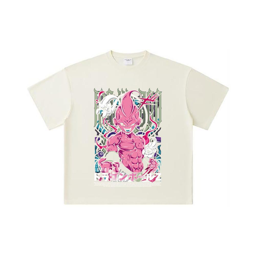 260 GSM Double Yarn 32 Count 100% Cotton Dragon Ball V67 Majin Buu Print Unisex Heavy Cotton T Shirt