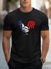 Oil Painting Rooster French Flag Elements TShirt 100 Cotton ONeck Short Sleeve Summer Casual Mens Tshirt Streetwear