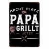 Panneau Barbecue des Pères de Jardin Roi du Grill Vintage Plaque Métallique Boîte de Conserve Bar Pub Décoration de Jardin Plaque Murale BBQ de Papa Chillin&Grillin Plaque Rétro