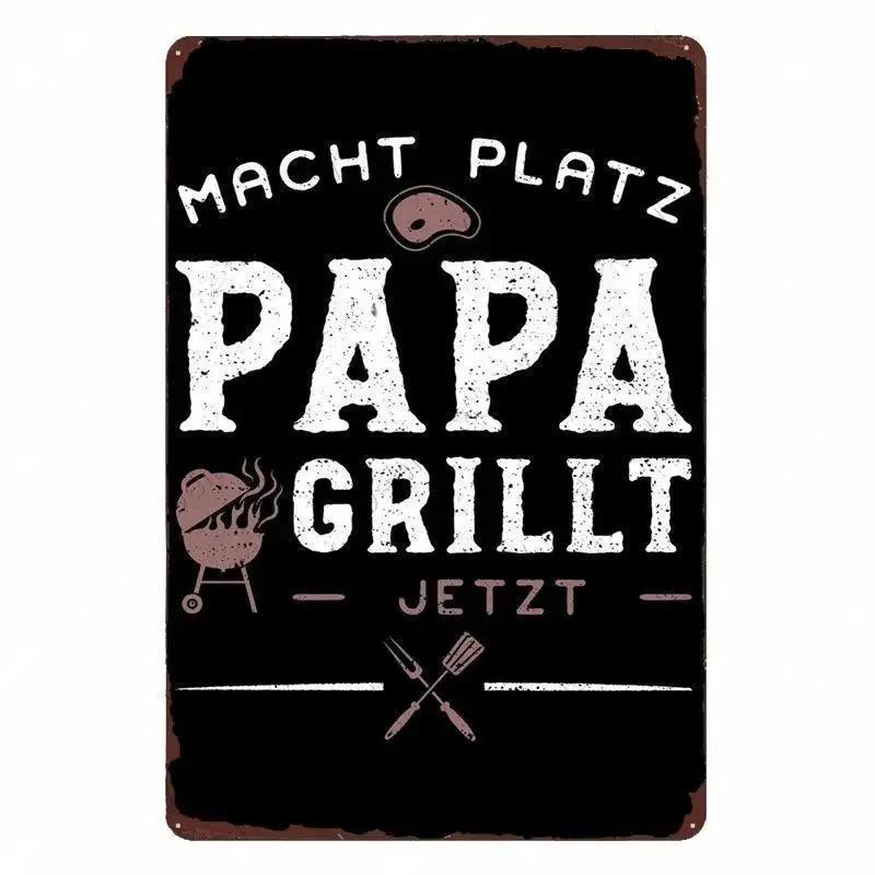 Panneau Barbecue des Pères de Jardin Roi du Grill Vintage Plaque Métallique Boîte de Conserve Bar Pub Décoration de Jardin Plaque Murale BBQ de Papa Chillin&Grillin Plaque Rétro