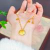 Gold Sand Coin Necklace Set: Women's Light Luxury Chinese Choker with Fat Fu Pendant, High-End Niche Design Clavicle Chain.