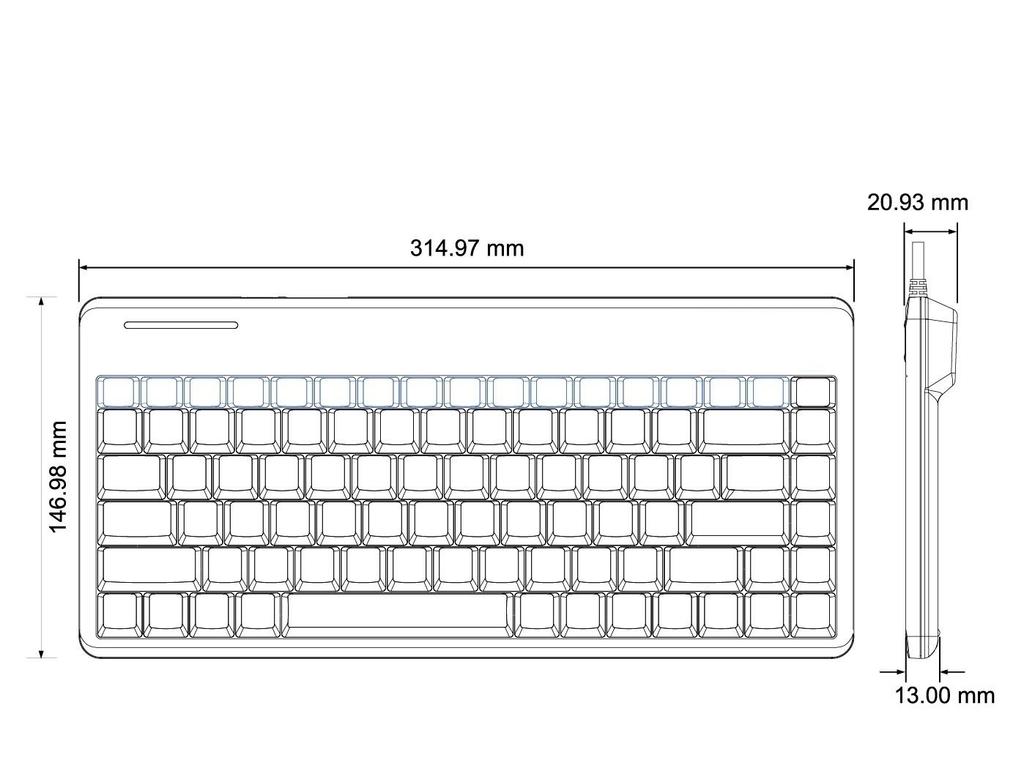 Perixx PERIBOARD-409P Wired PS2 Mini Keyboard with PS2 Connection, Piano Black, 1.8m Cable, Tenkeyless, Dimensions: 315x147x20mm [Official Warranty]