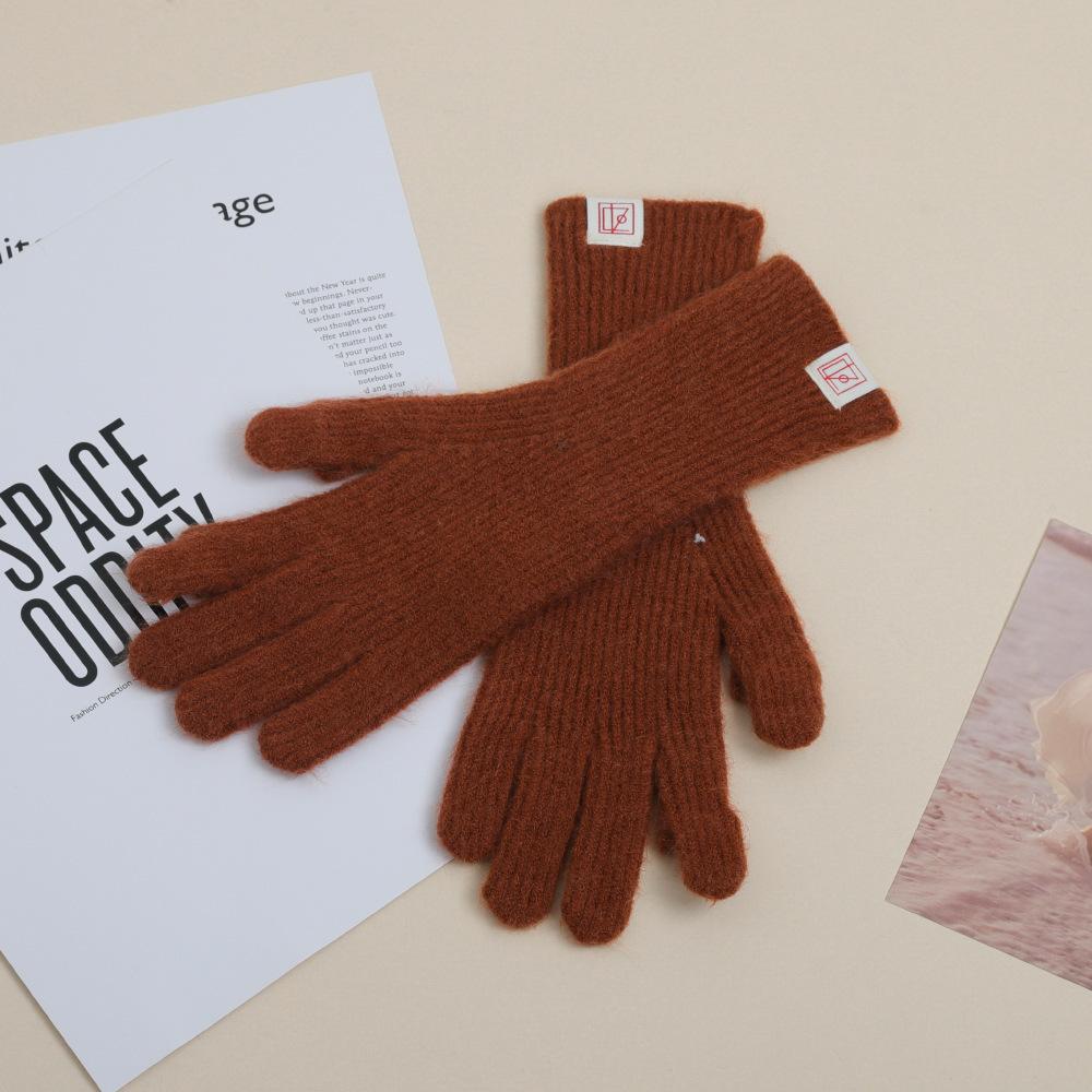 Gants d'Automne et d'Hiver en Laine Vierge pour Femmes En Hiver Doux Coréen Laine Étiquetée Tricotés Chauds et Froids Écran Tactile
