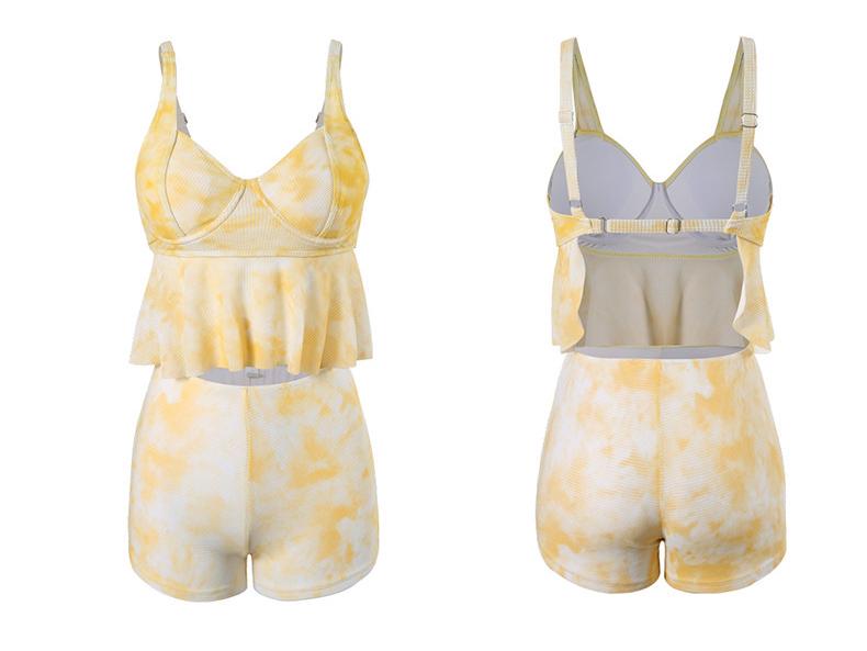 Vacation Plus Size Four-Piece Bikini Set: Long Sleeve, Split Skirt, Flattering for 200 lbs.
