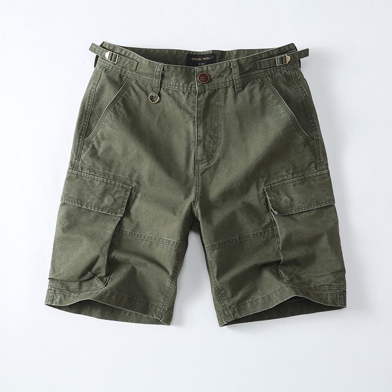 

Мужские шорты-карго до колена премиум-класса в гонконгском стиле свободного кроя с большими карманами 34 зелёный