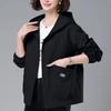 Spring Autumn Hooded Windbreaker Women Korean Casual Mid-Length Zipper Coat Female Casual Outerwear Loose Jacket