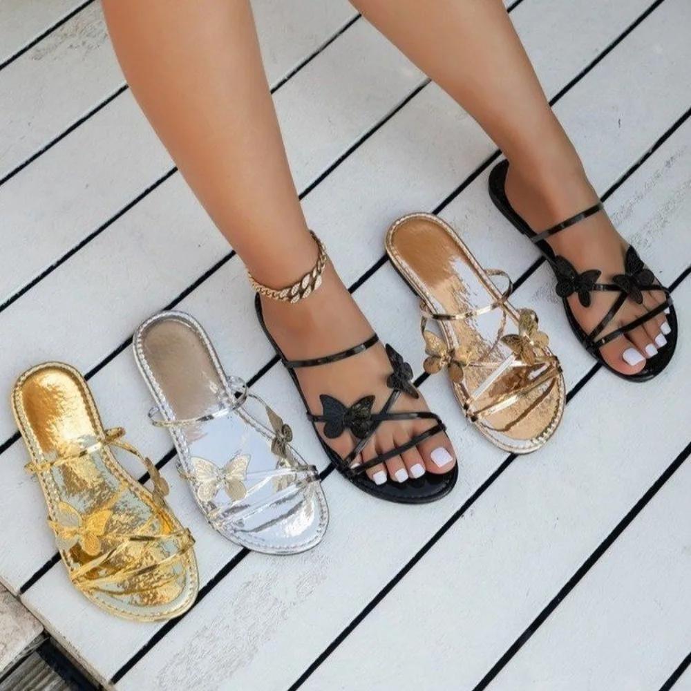 Designer Sandals Flat Butterfly Toe Slippers for Women 2024 New Women's Fashion Luxury Beach Slippers Anti Slip Sandals Slippers