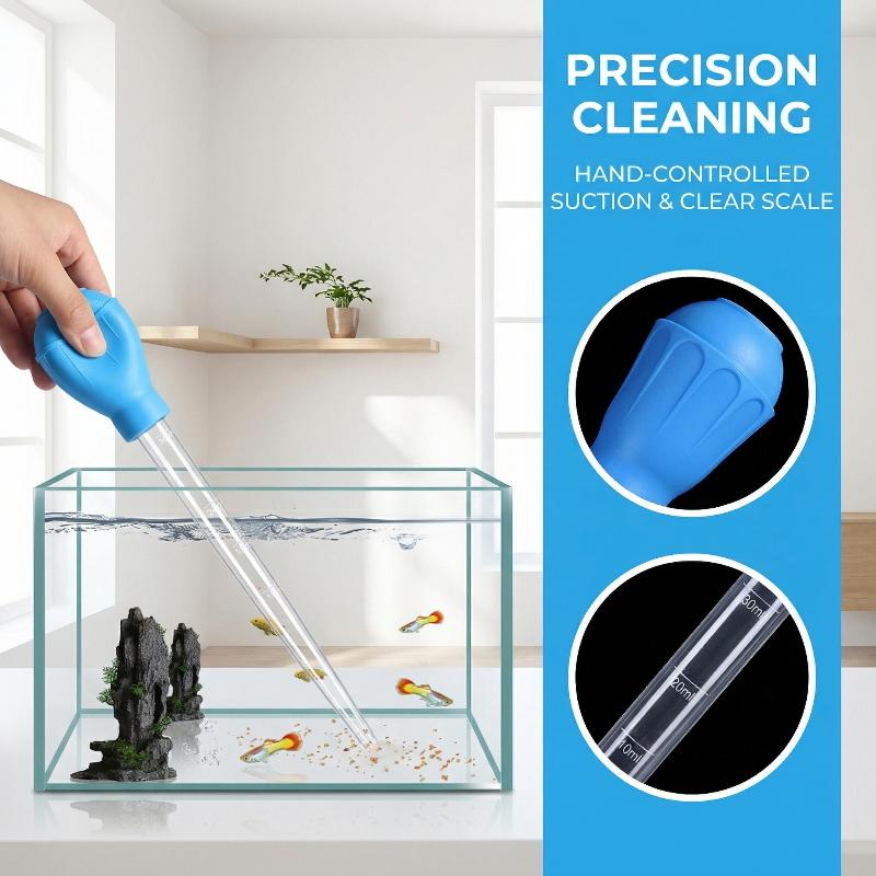 Aquarium Gravel Cleaner Fish Tank Siphon Vacuum Extended Pipette Design Quick Water Change Maintenance