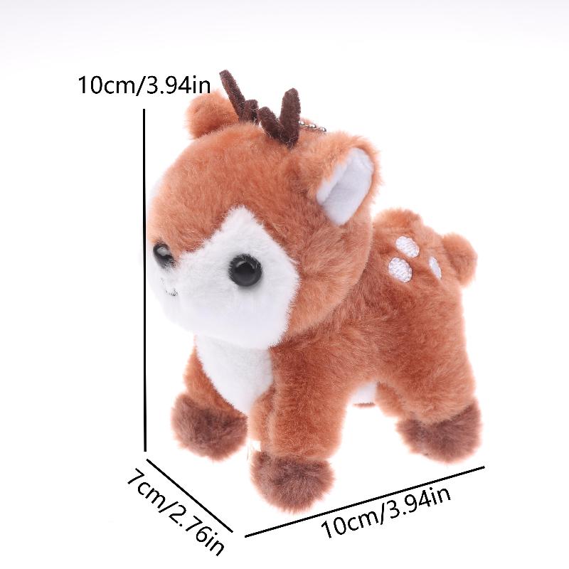 Cute Sika Deer Plush Keychain Stuffed Animal Soft Pendant for School Bag Girly Purse Car Keys Gift Use