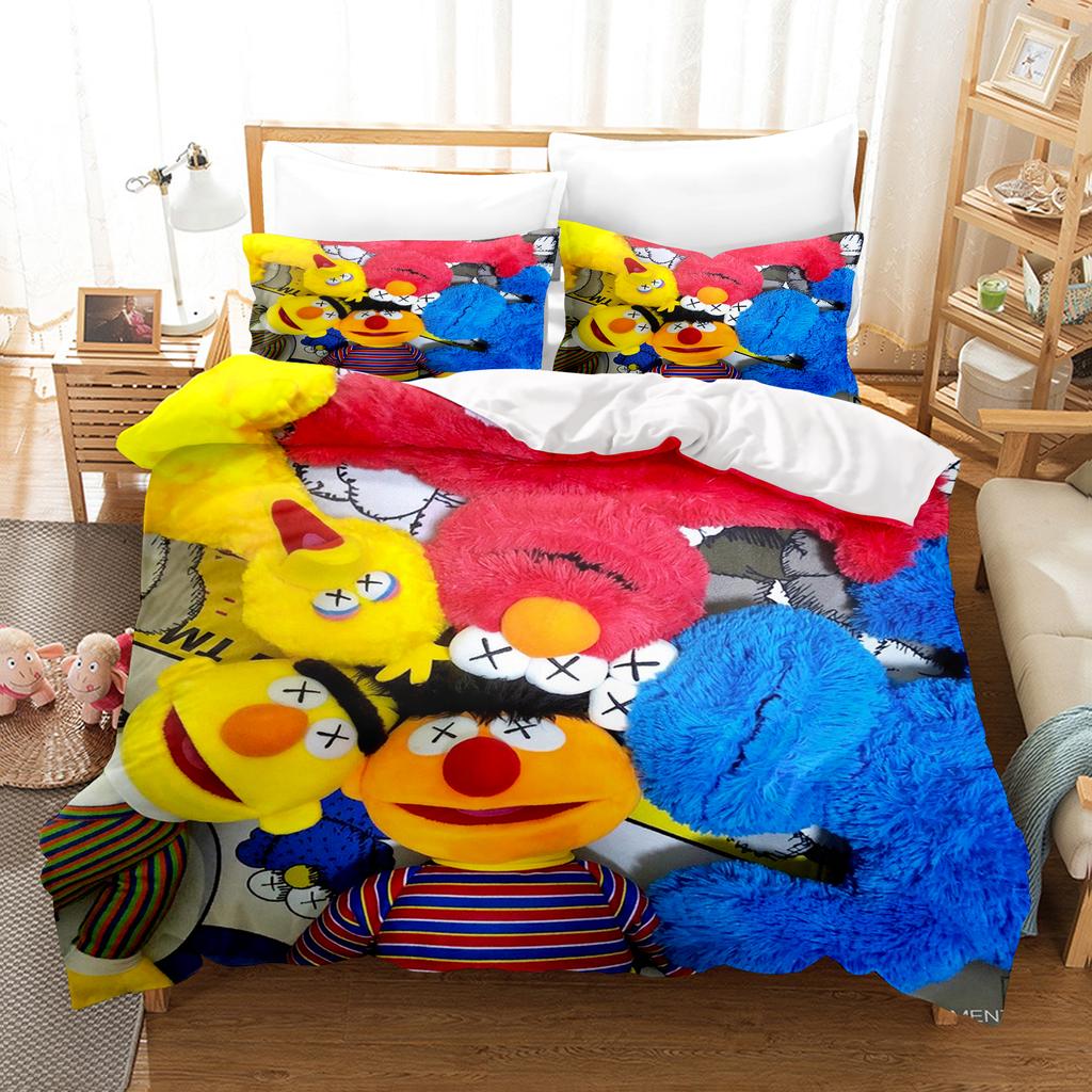 Sesamstraat Anime Home Slaapkamer Comfortabel Scandinavisch polyester materiaal geschikt voor kinderen en volwassenen 3-delige set