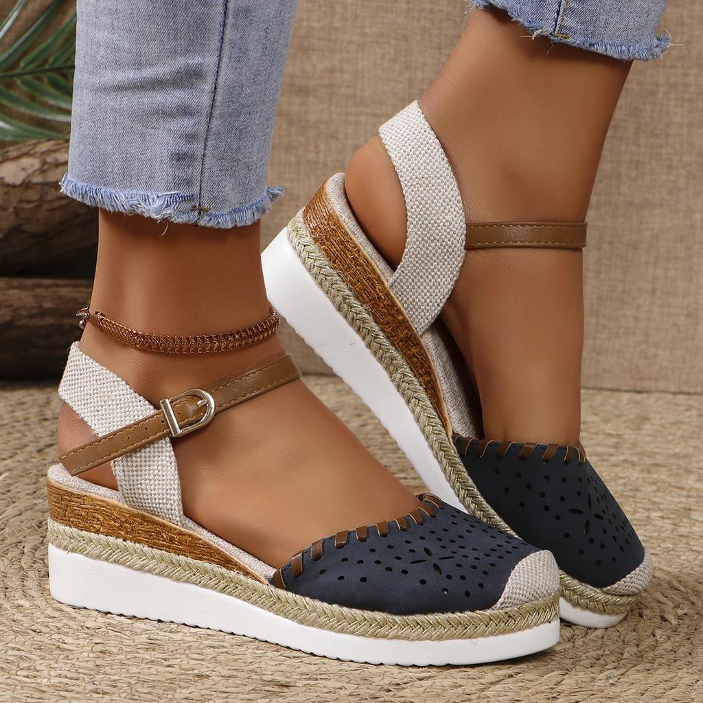 Fashion Women Closed Toe Wedge Sandals Fashion Espadrilles Platform Sandals Summer Buckle Strap Gladiator Shoes Woman Sandalias De Mujer