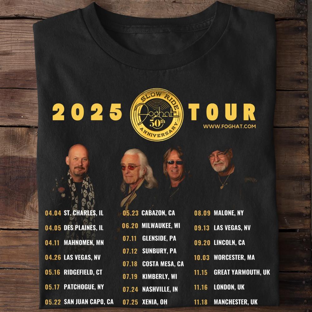 Foghat Band Tour 2025 ANNIVERSARY 50TH SLOW RIDE T Shirt Full Size S-5XL Unisex T-Shirt XXL