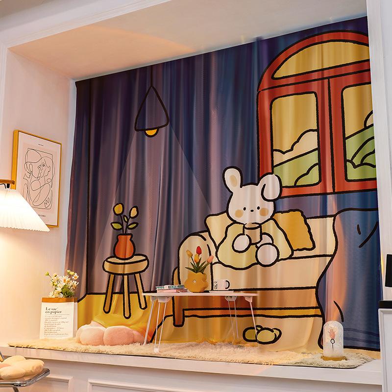 Velcro Curtains Are Easy To Install Without Punching Holes, Small Windows Are Blocked, Self-Adhesive Rental Rooms Are Short Pastoral