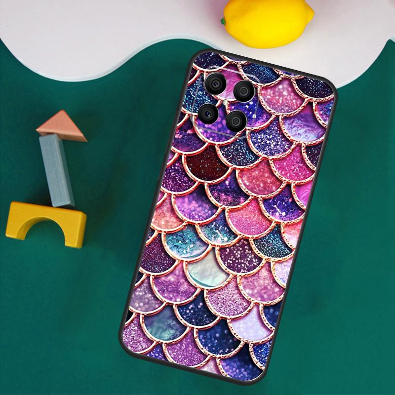 Watercolor Faux Mermaid Scales Case For Honor Magic 7 Lite 5 6 Honor 200 Pro 50 70 90 Lite X9a X8a X8 X9 X8b X9c X9b Cover