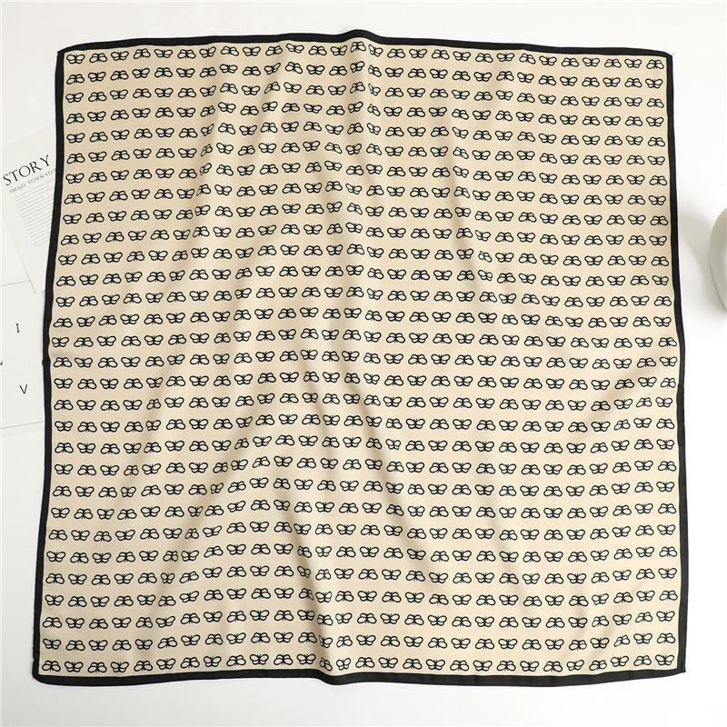 Temperament silk scarf women's 91cm twill scarf Hangzhou silk large square scarf sun protection decorative shawl butterfly printed scarf