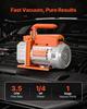 Vacuum Pump, 3.5 CFM 99 L/min, HVAC Single Stage Rotary Vane AC Vacuum Pump, for R134a R22 R410a Systems, 4 Pole Motor, for Automotive Air Conditioner
