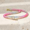 Pink Fire Opal Beaded Octagon Charm Necklace, Ethiopian Opal Silver Charm Necklace, October Birthstone Jewelry, Delicate Gift for Mom