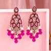 Long Chandelier Dangler Earrings Kundan & Pearl Traditional Ethnic Jewellery for Women & Girls