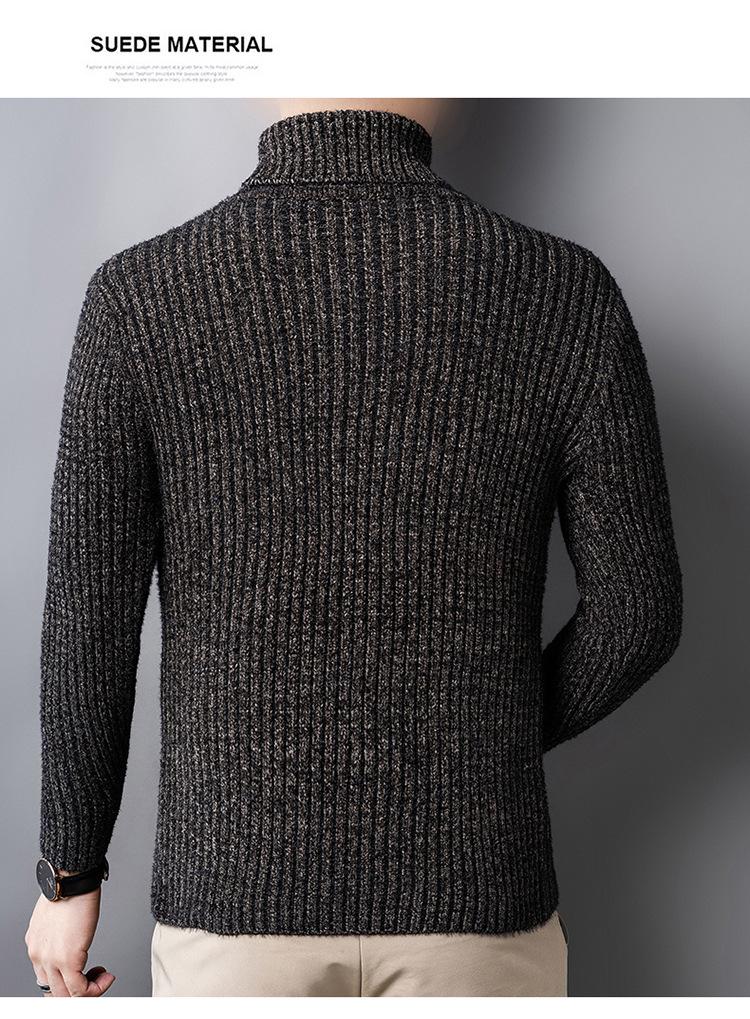 2025 Men's Autumn/Winter Thick High-neck Knit Sweater - Fashionable Casual Long-sleeved Base Layer for Middle-aged Men