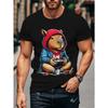 European Sizes Men'S Cute 3D Capybara Gaming Graphic Print T-Shirt, Fun Animal Short-Sleeve Top